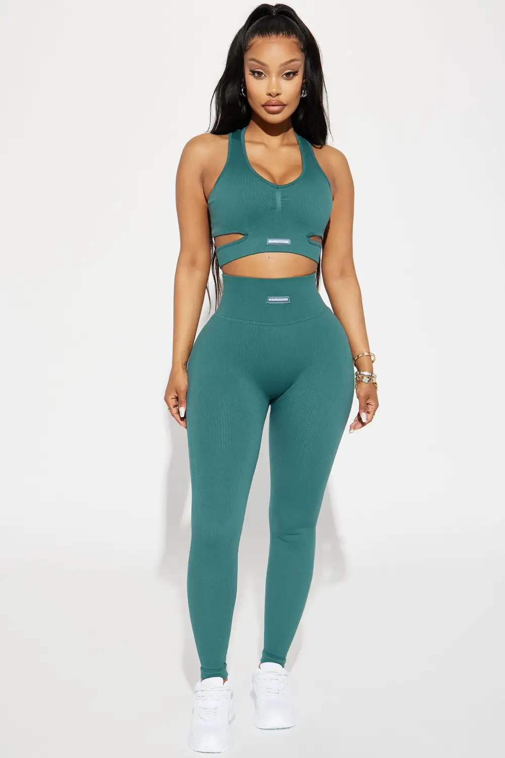 Roxane Ribbed Seamless Active Sports Bra - Teal