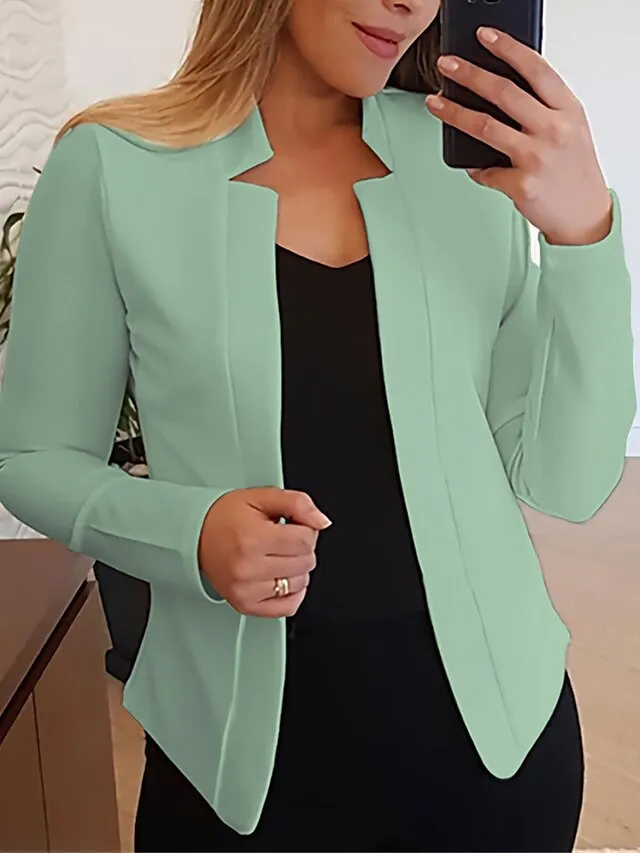 Women's Blazer Formal Slim Fit Plain Windproof Streetwear Regular Fit Outerwear Long Sleeve Fall Light Pink S