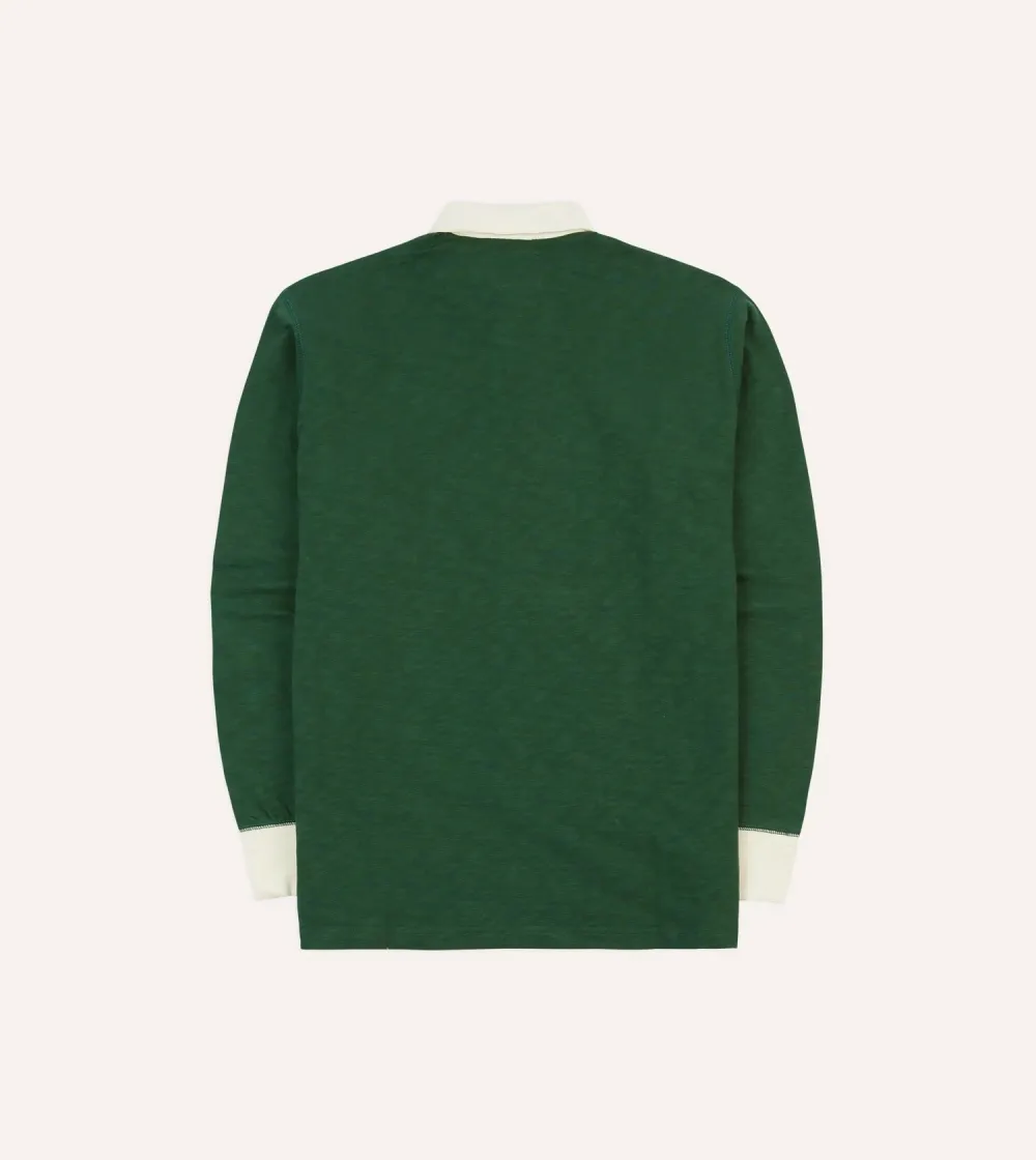Green And Ecru Chevron Flamé Cotton Rugby Shirt Plain