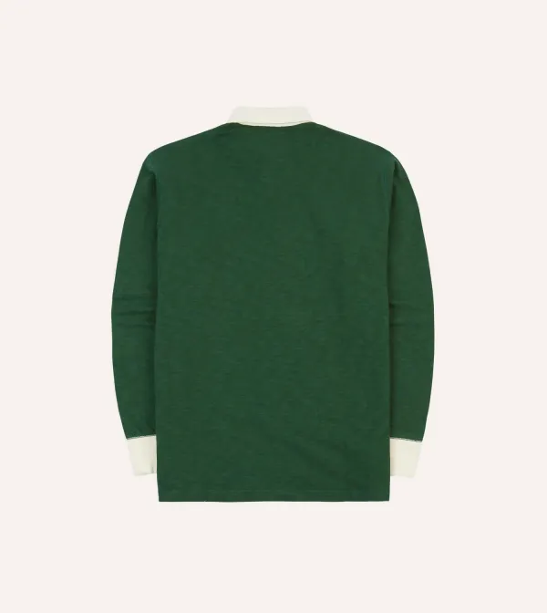 Green And Ecru Chevron Flamé Cotton Rugby Shirt Plain