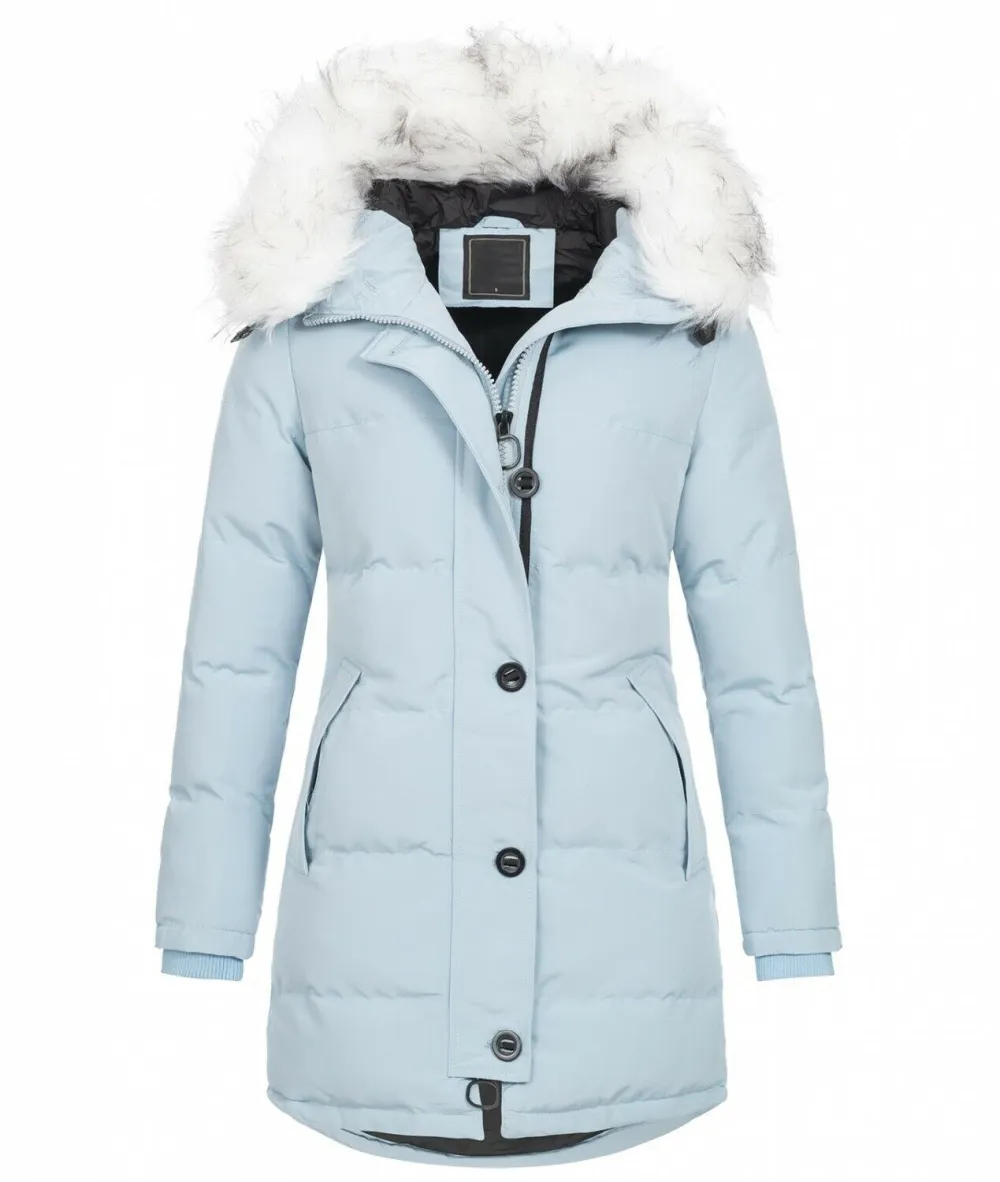 Fashion ladies parka coat with fur collar H