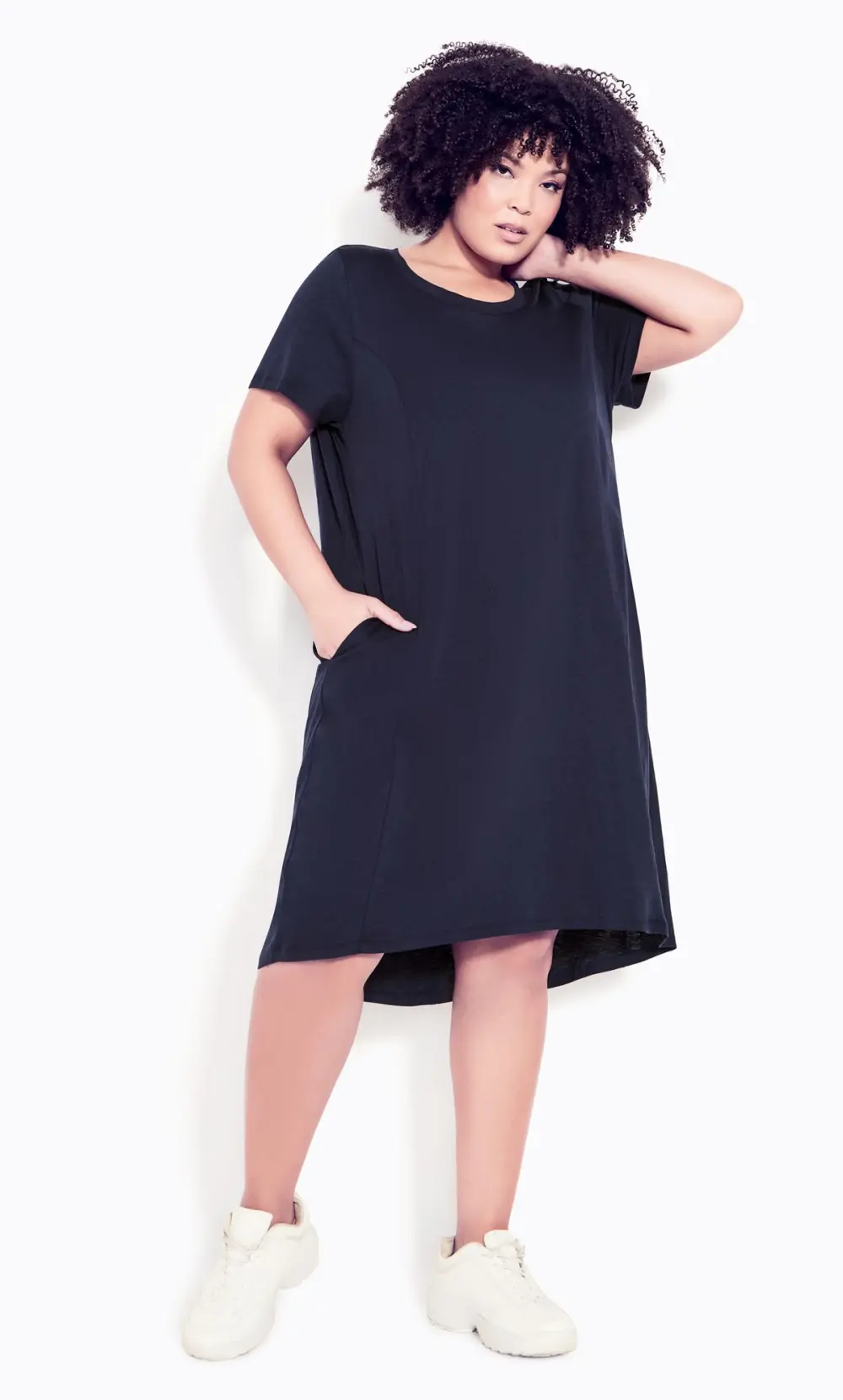 Evans Navy Blue Dipped Hem T-Shirt Dress