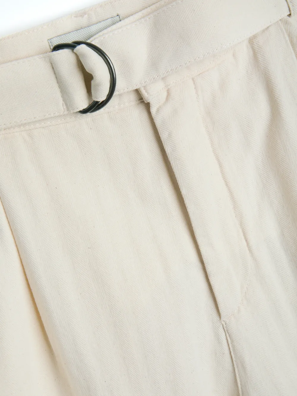Ecru Straight-Leg Belted Cotton Trousers