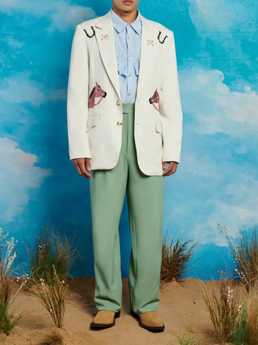 Embroidery Single Breasted Blazer