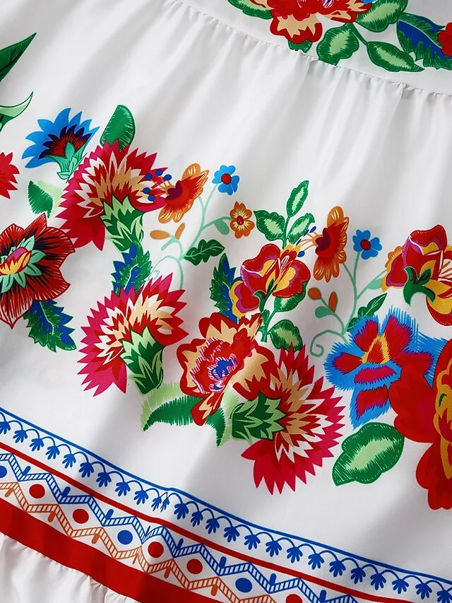 Women's Swing Dress Boho Dress Long Dress Maxi Dress Black White Yellow Short Sleeve Floral Cold Shoulder Summer Spring Off Shoulder Romantic Vacation Summer Dress Spring Dress Regular Fit 2023 S M L