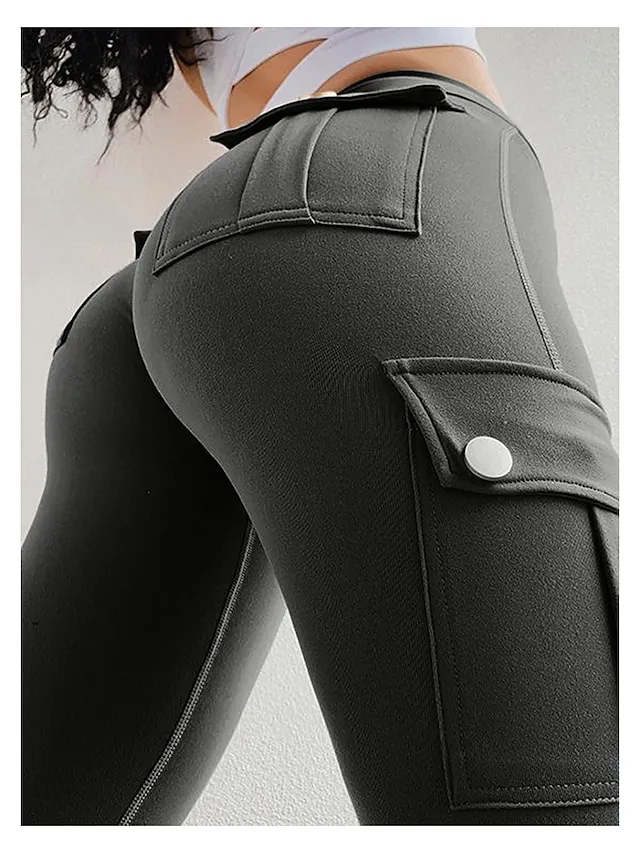 Women's Tights Green Black Dark Gray Tights Athleisure Full Length Butt Lift Solid Colored S M L XL