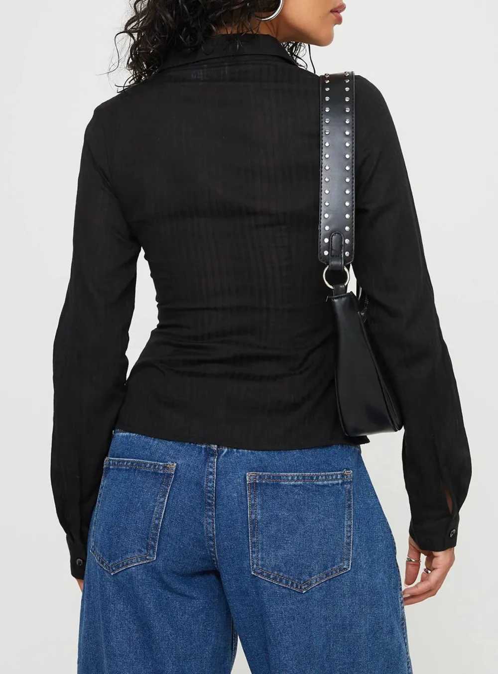 White Pleated Long Sleeve Shirt