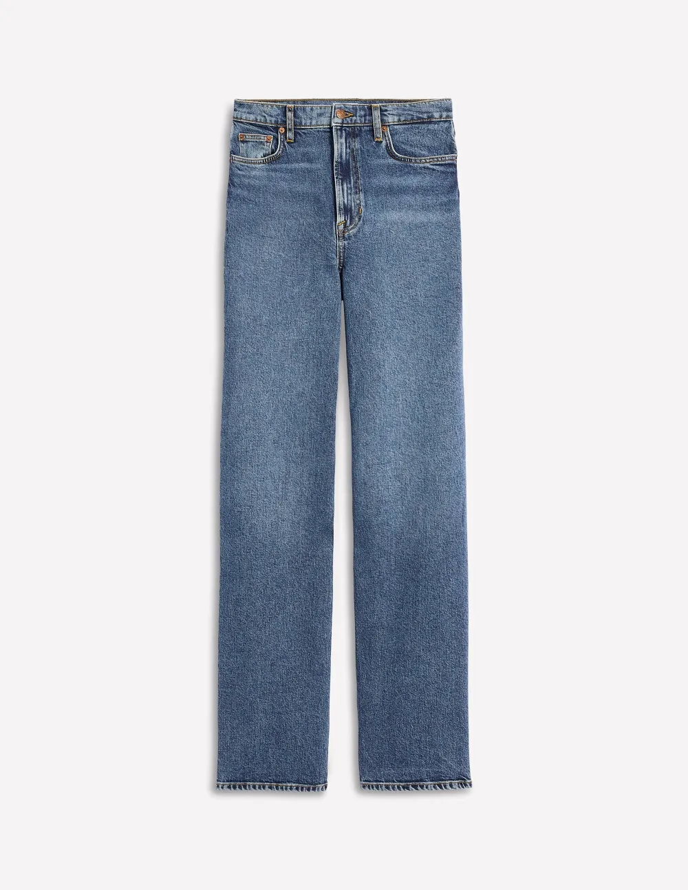 Dark Blue Mid - Rise Straight - Leg Jeans