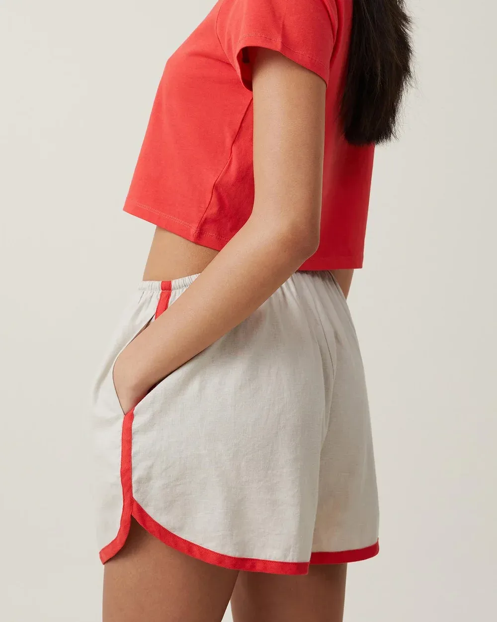 cotton and linen drawstring shorts