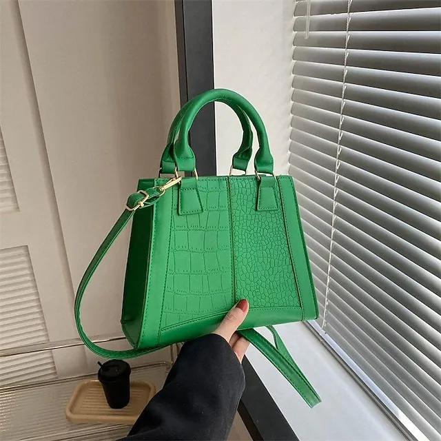 Women's Handbag Shoulder Bag PU Leather Daily Durable Black White Peach