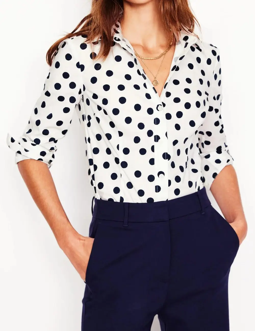 Polka Dots Stretch Cotton Shirt