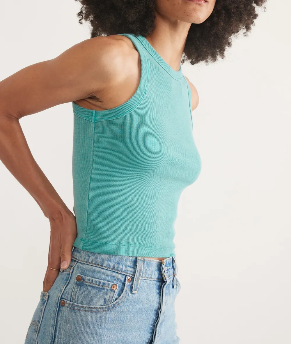 Turquoise Textured Crop Tank