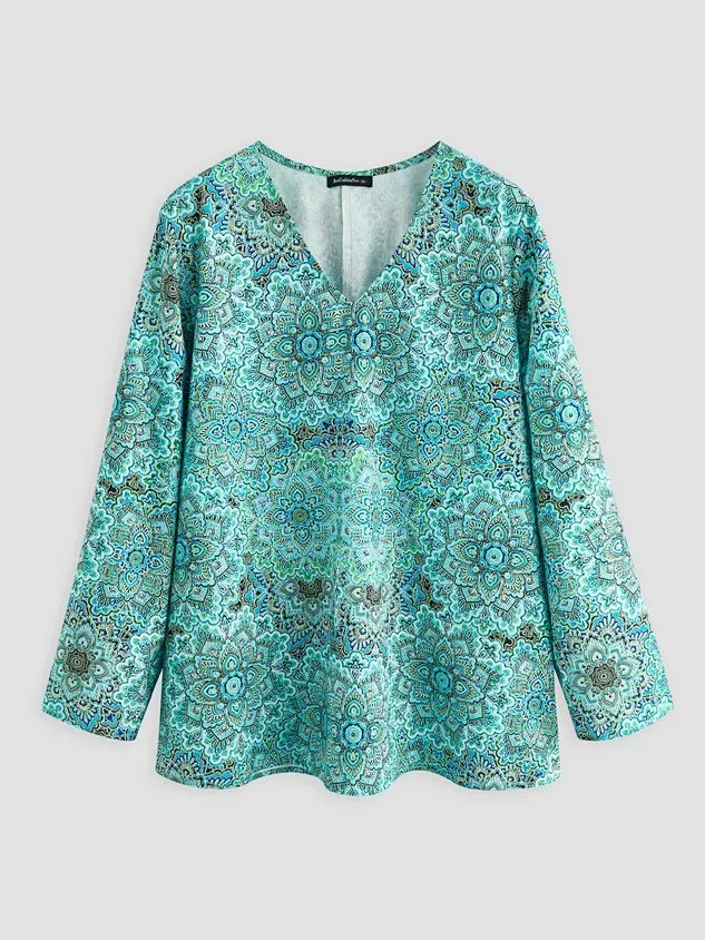 V Neck Floral Vacation Casual T-Shirt/Tee