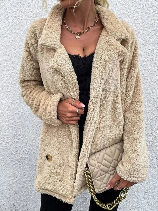 Casual Others Plain Teddy Jacket