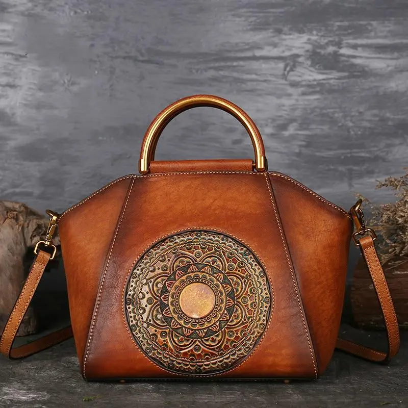 Retro & Elegant Cow Leather Handmade Handbag for Women