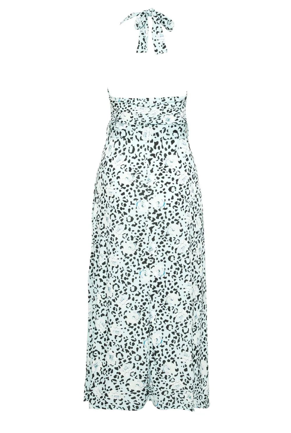 YOURS LONDON Curve Blue Leopard Print Halter Neck Maxi Dress