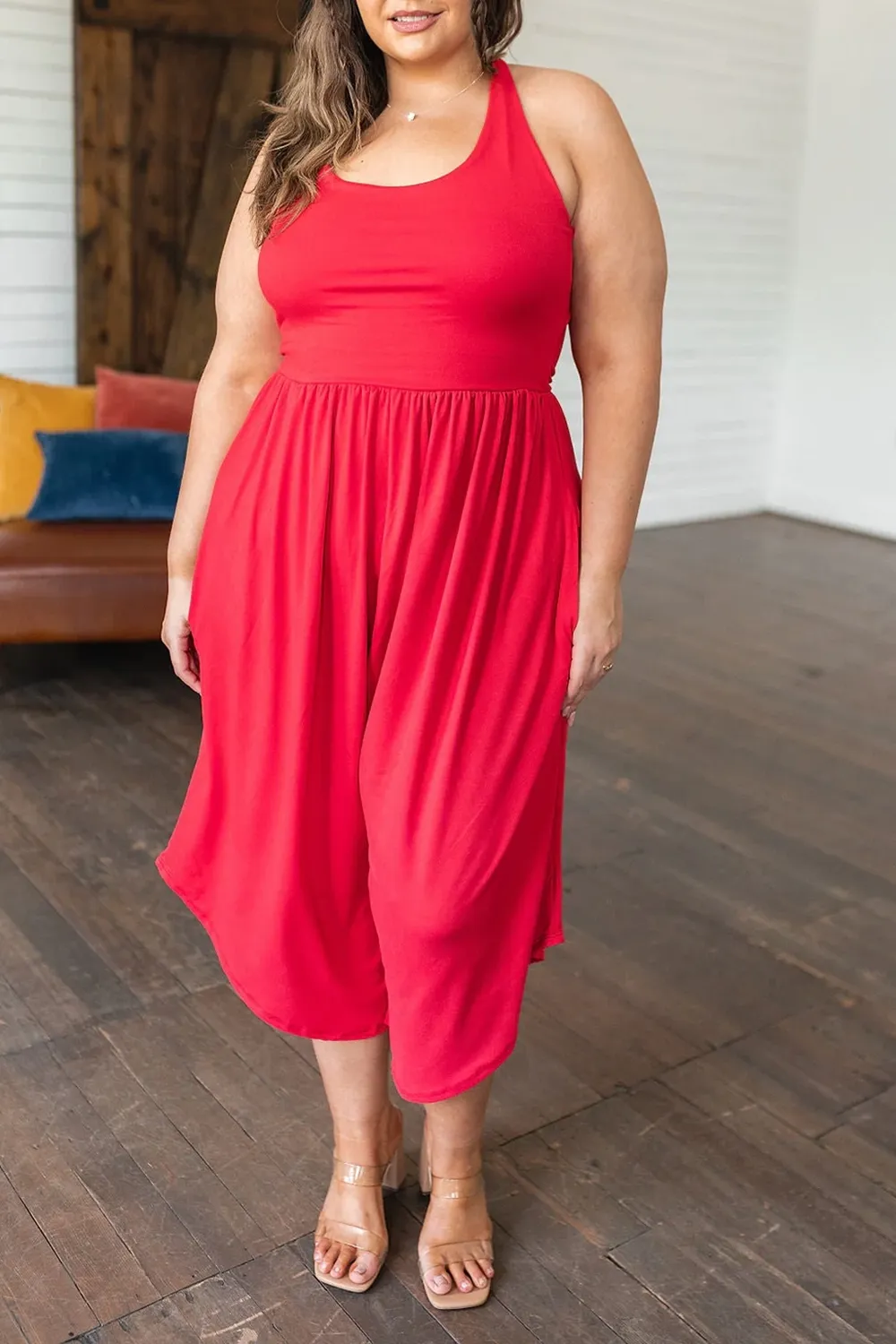 Red Daily Loose Personality Jumpsuit