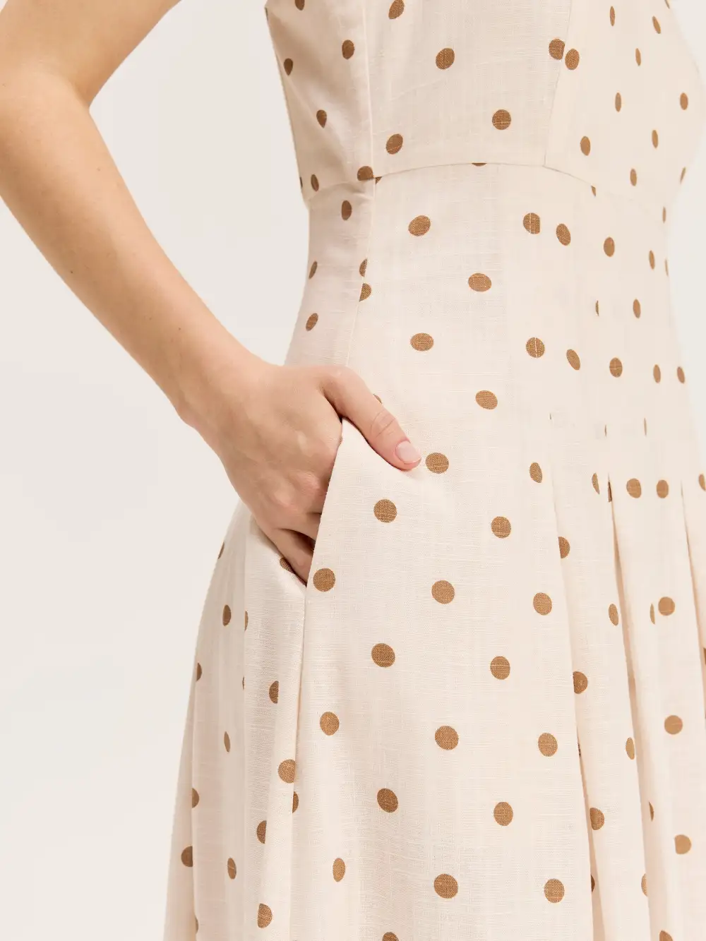 Ivory Spot Strapless Maxi Dresses