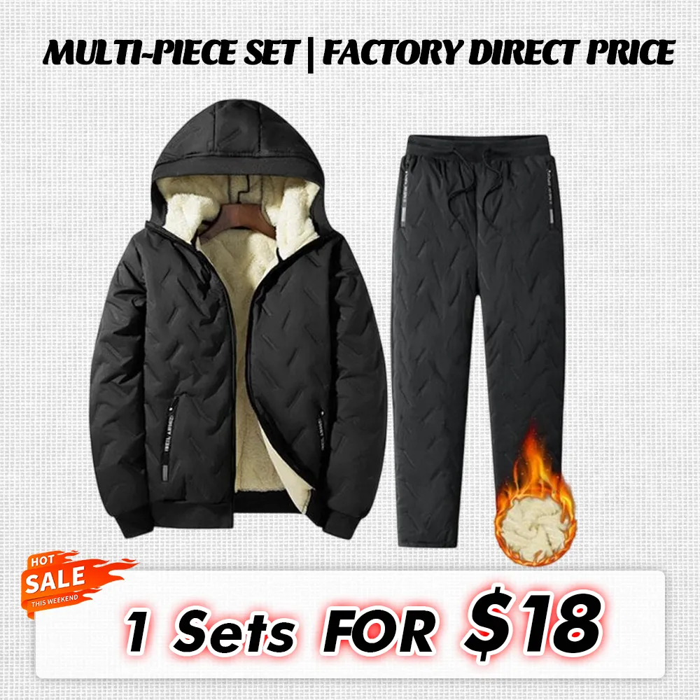 【Clearance Sale】Men’S Autumn Winter Fleece Thickened Set - Multi-Pocket Design, Perfect For Daily Work Commute, Outdoor Leisure & Skiing Clothes Menswear Men'S 2 Piece Set Formal Beige Men'S Sweatsuit Set Men Sweatsuit Set Men 2 Piece Sets Men'S 2 Piece S