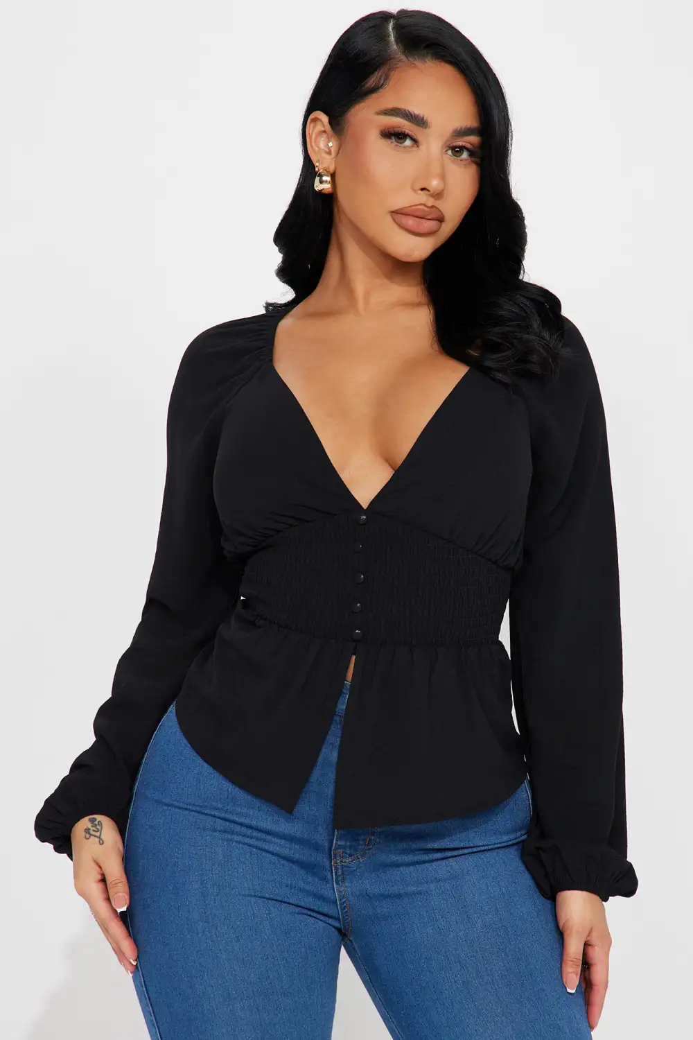 Garden Dates Blouse Top - Black