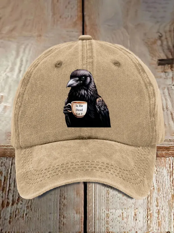 Unisex Fashion Casual Crow Is He Dead? Washed Cotton Hat