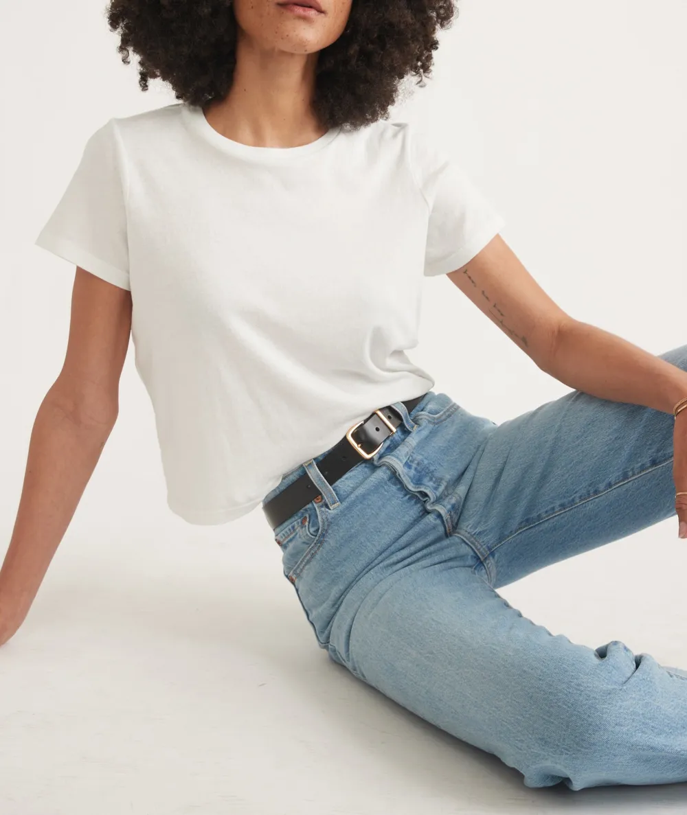 White Easy Crew Crop Tee