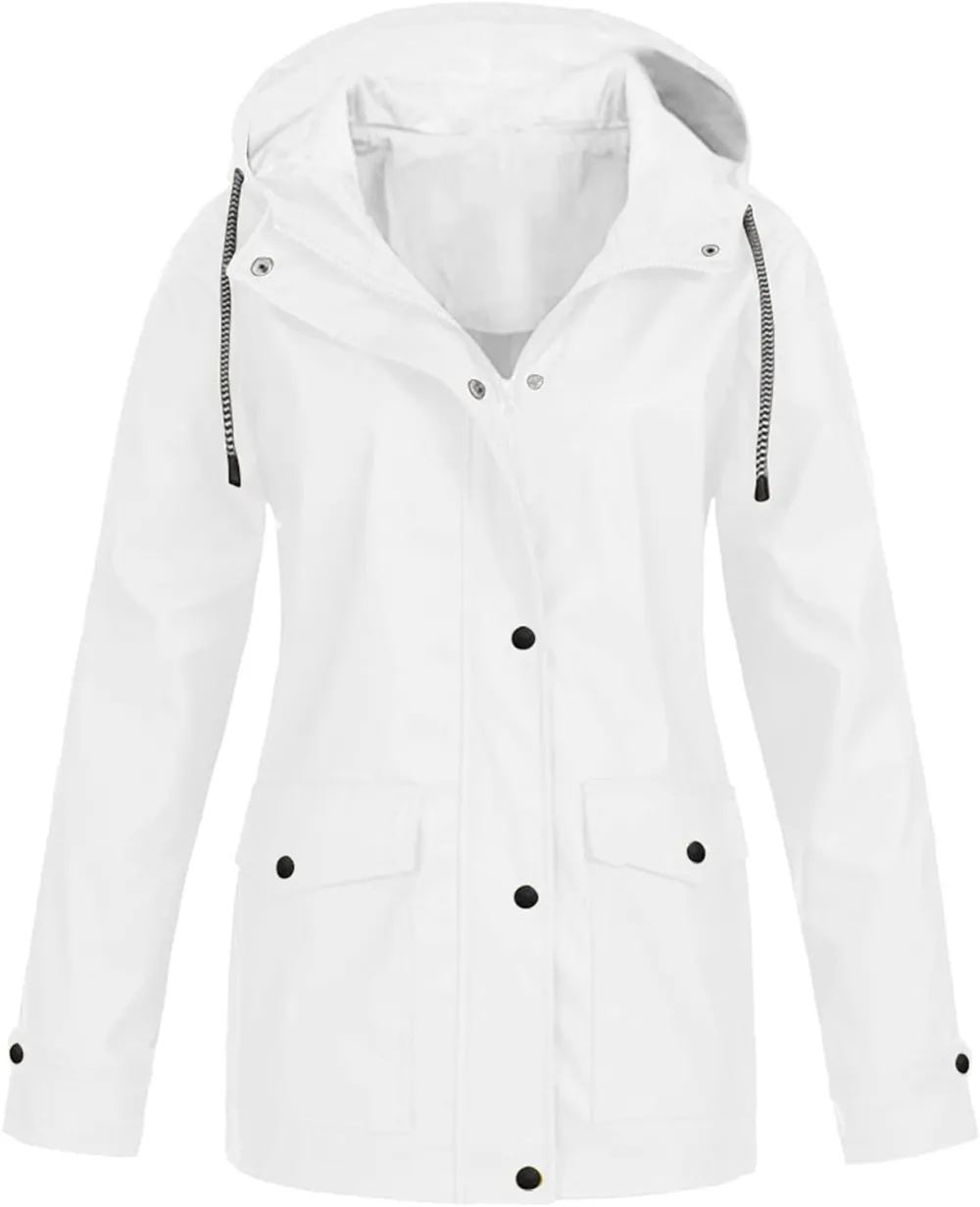 Rain Jackets For Women Waterproof With Hood Lightweight Casual Anorak Travel Hiking Coats with Pockets 720