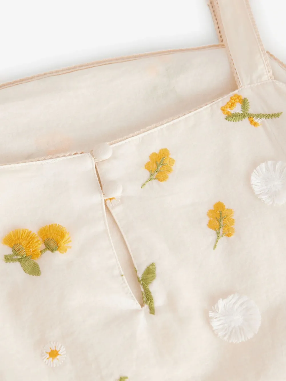 Summer Gentle Yellow Floral Embroidered Slim Dress