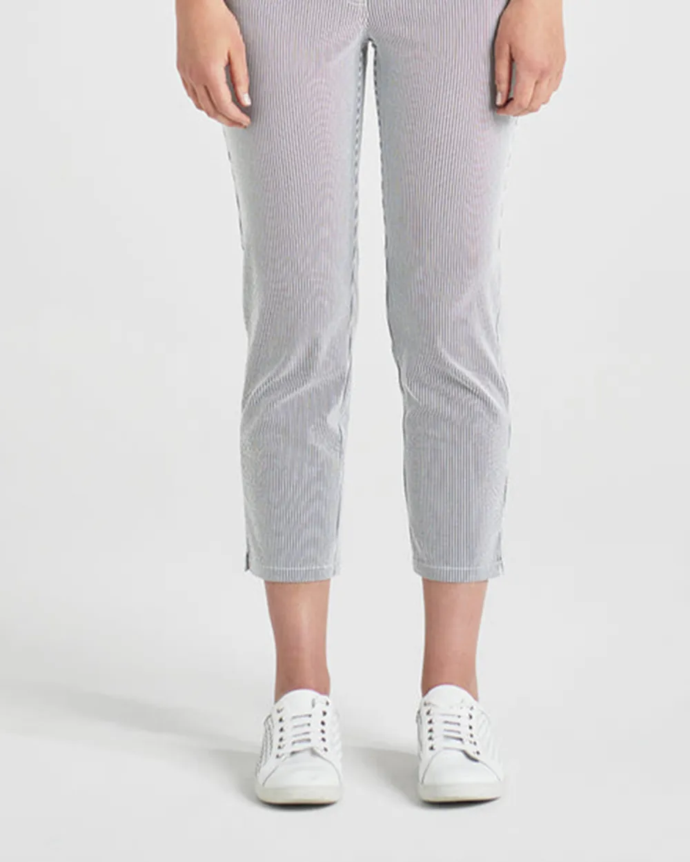 Striped Ankle Length Stretch Pants