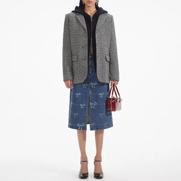 Black Herringbone Blazer