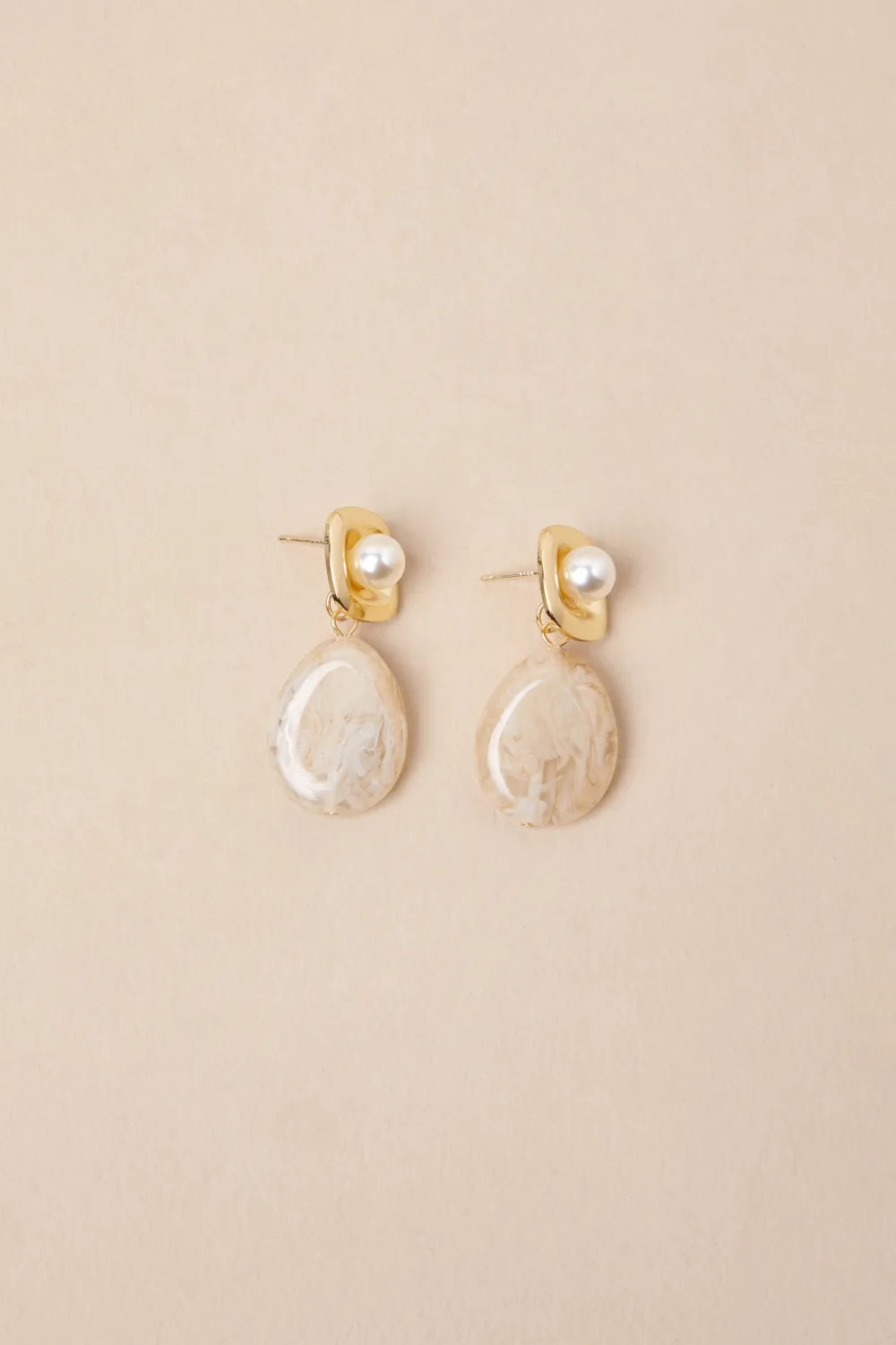 Delicate Marbled Ivory Earrings