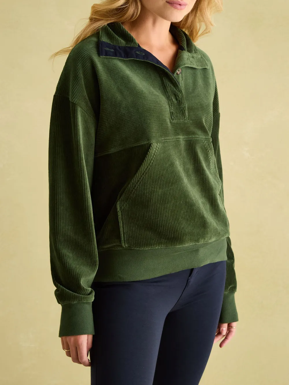 Green Casual Style Corduroy Sweatshirt