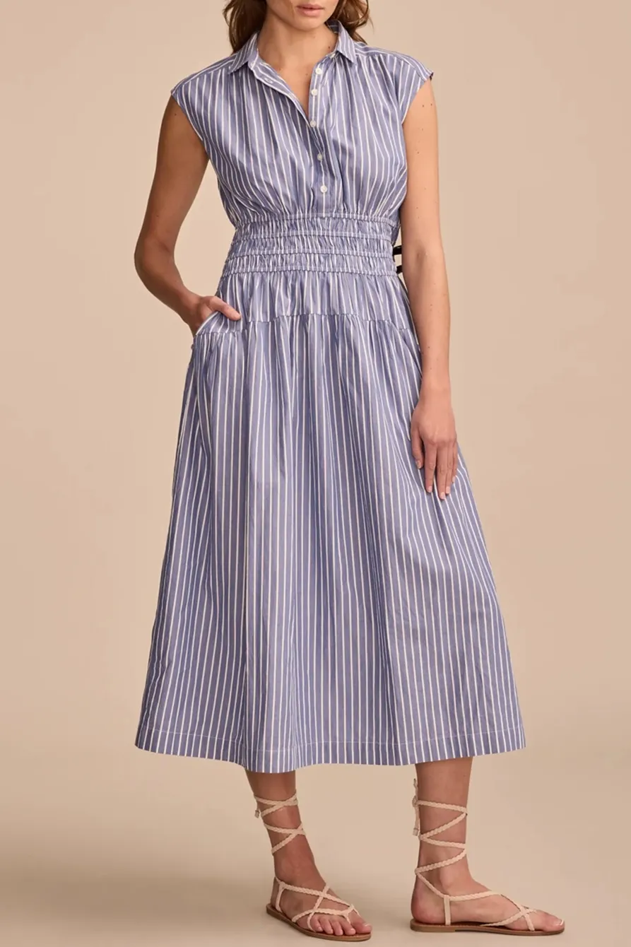 Smocked Dropped Waist Midi Dress