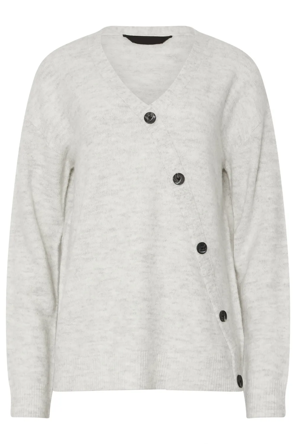 Asymmetric Button Decoration V-Neck Sweater