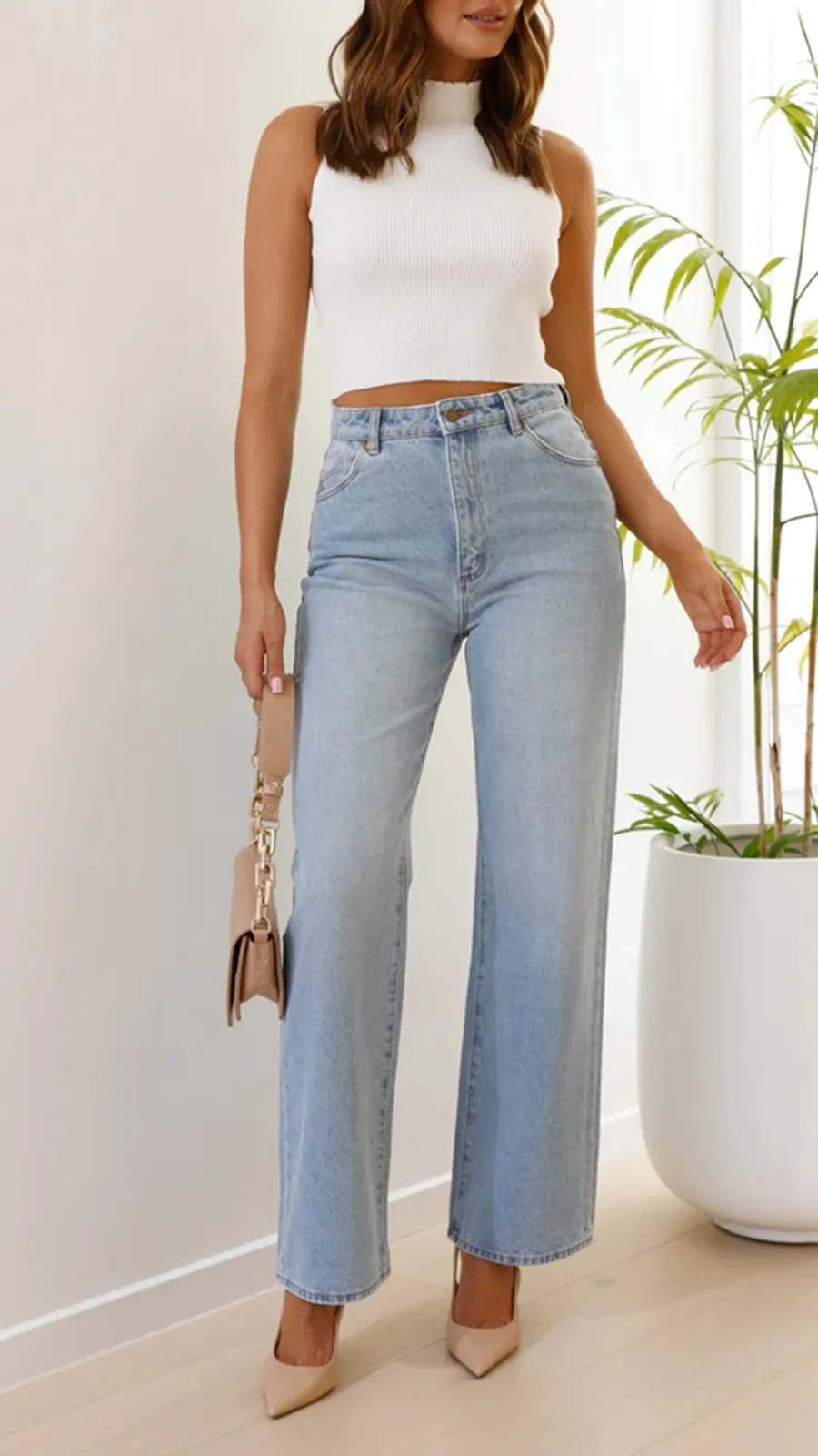 Light-Colored Non-Stretch Jeans