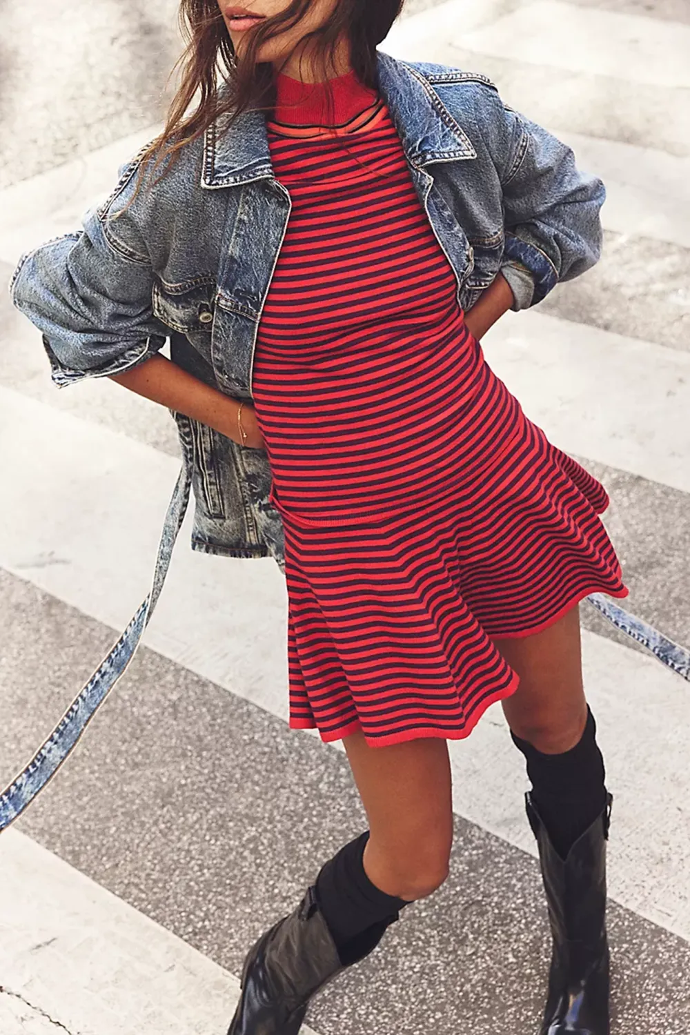 Striped Turtleneck Mini Dress Set