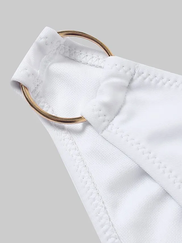 Women's Swimwear Bikini 2 Piece Normal Swimsuit Ruched 2 Piece Open Back Sexy Pure Color Black White Yellow Pink Red Padded Strapless Bathing Suits New Vacation Beach Wear