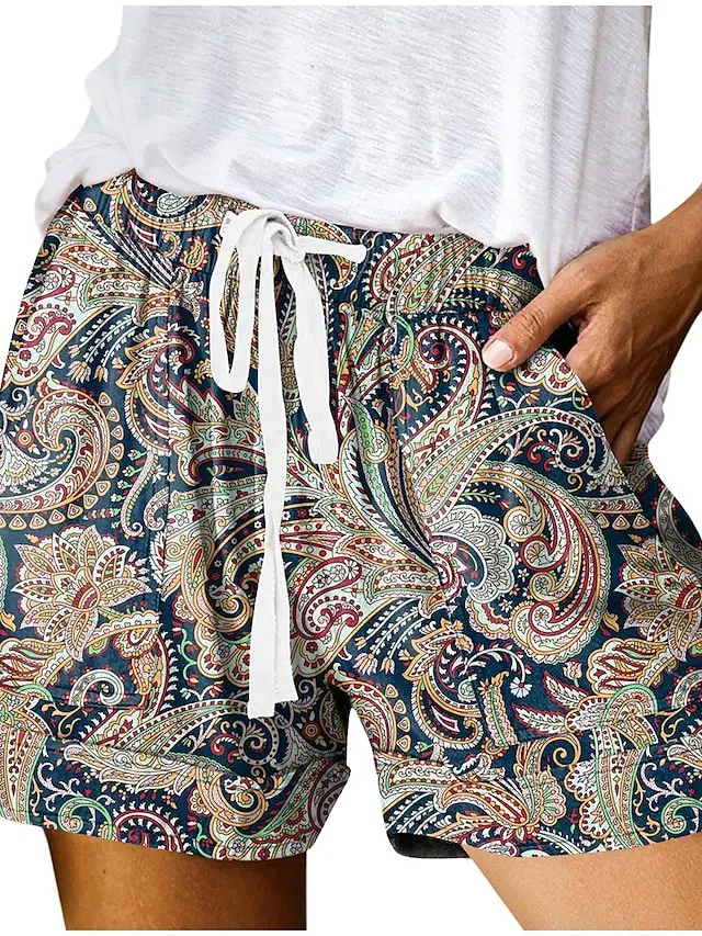 Women's Shorts Rainbow Mid Rise Shorts Boho Casual Daily Wear Print Micro-elastic Short Outdoor Graphic S M L XL 2XL