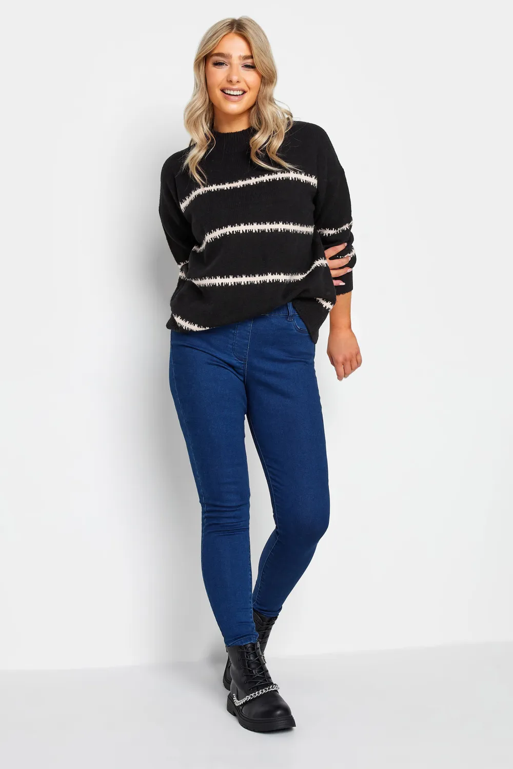 M&Co Black Blurred Stripe Jumper