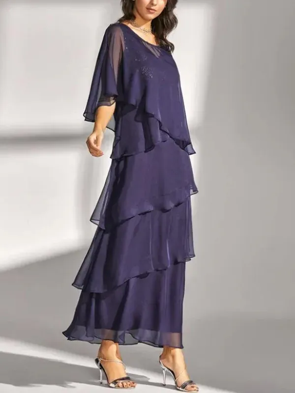 Mesh solid color maxi dress