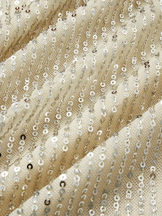 Women's Plus Size Shirt Blouse Silver Gold Plain Sparkly Sequins Half Sleeve Party Date Vacation Vintage Fashion Streetwear V Neck Regular Fit Summer Spring