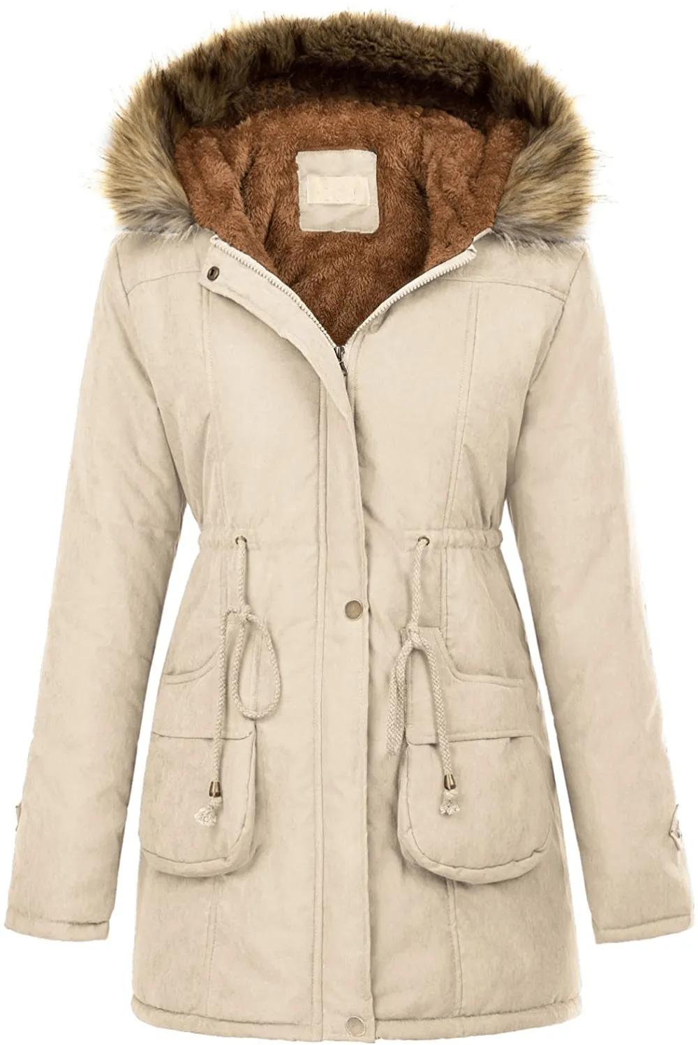 Women's Winter Coats Fleece Parkas Anoraks Hooded Military Jacket Coats M Black