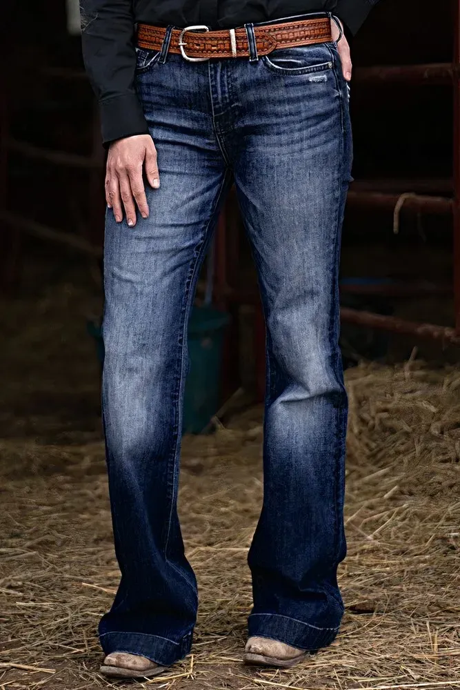 Pocket Detail Mid Rise Bootcut Jeans Without Belt