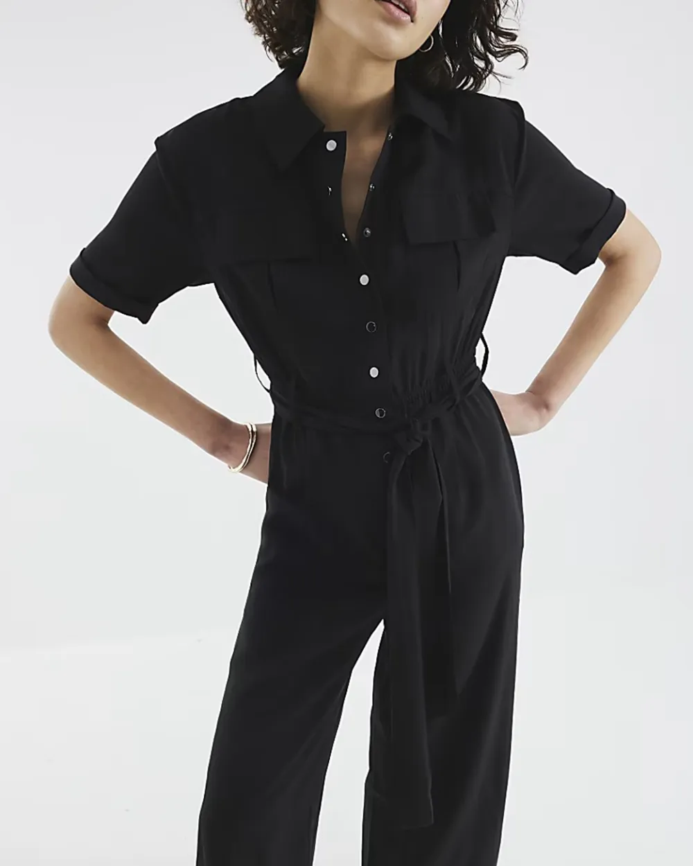 Long Pants Elegant Style Lapel Women's Jumpsuits