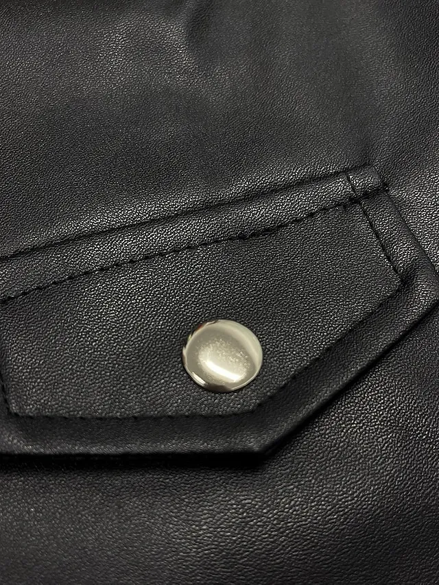 Women's Faux Leather Jacket Fall Moto Biker Coat Waterproof Street Wear with Pocket Zipper Turndown Casual Outerwear Long Sleeve Winter Windproof Black Blue Wine M L XL