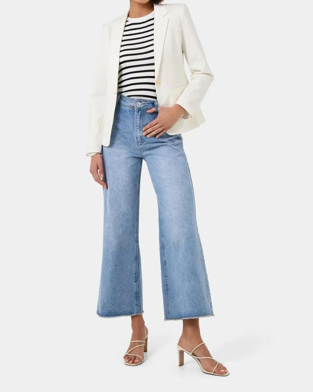 Tailored Fit With Shoulder Pads Jacket -Lvory