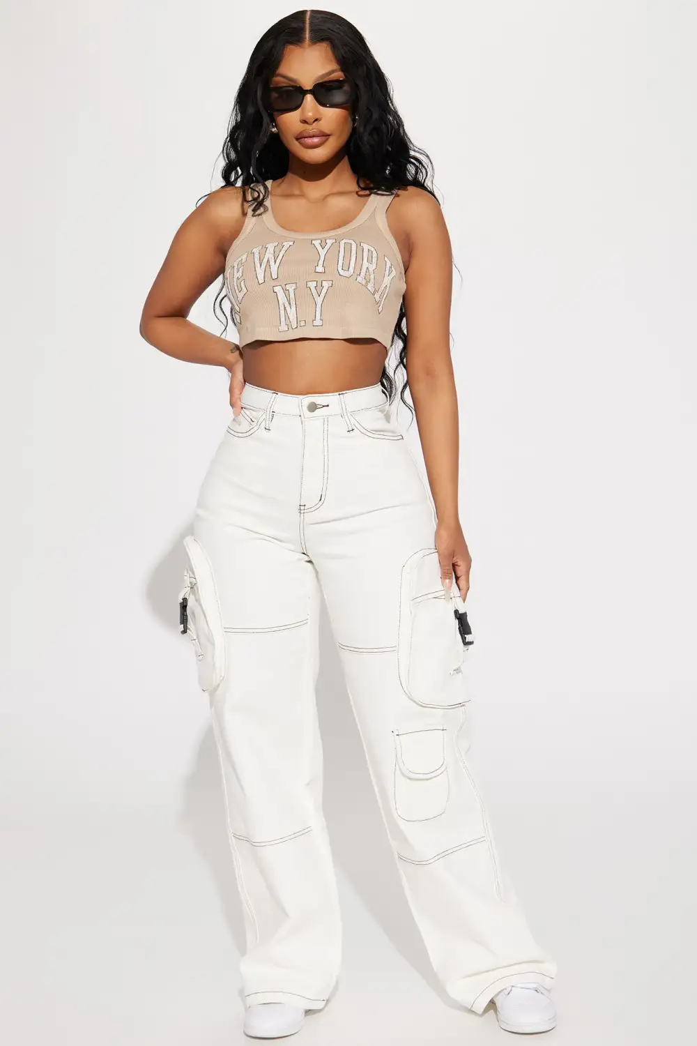 New York Cropped Tank - Sand