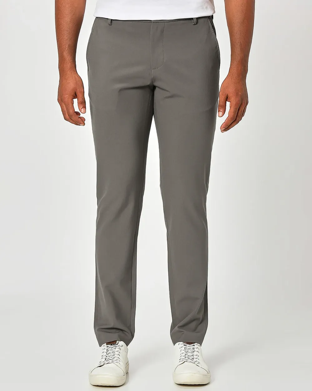 Classic Versatile Slim-Fit Straight-Leg Beige Trousers