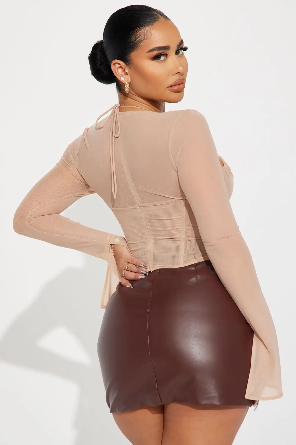 Melanie Mesh Corset Top - Nude