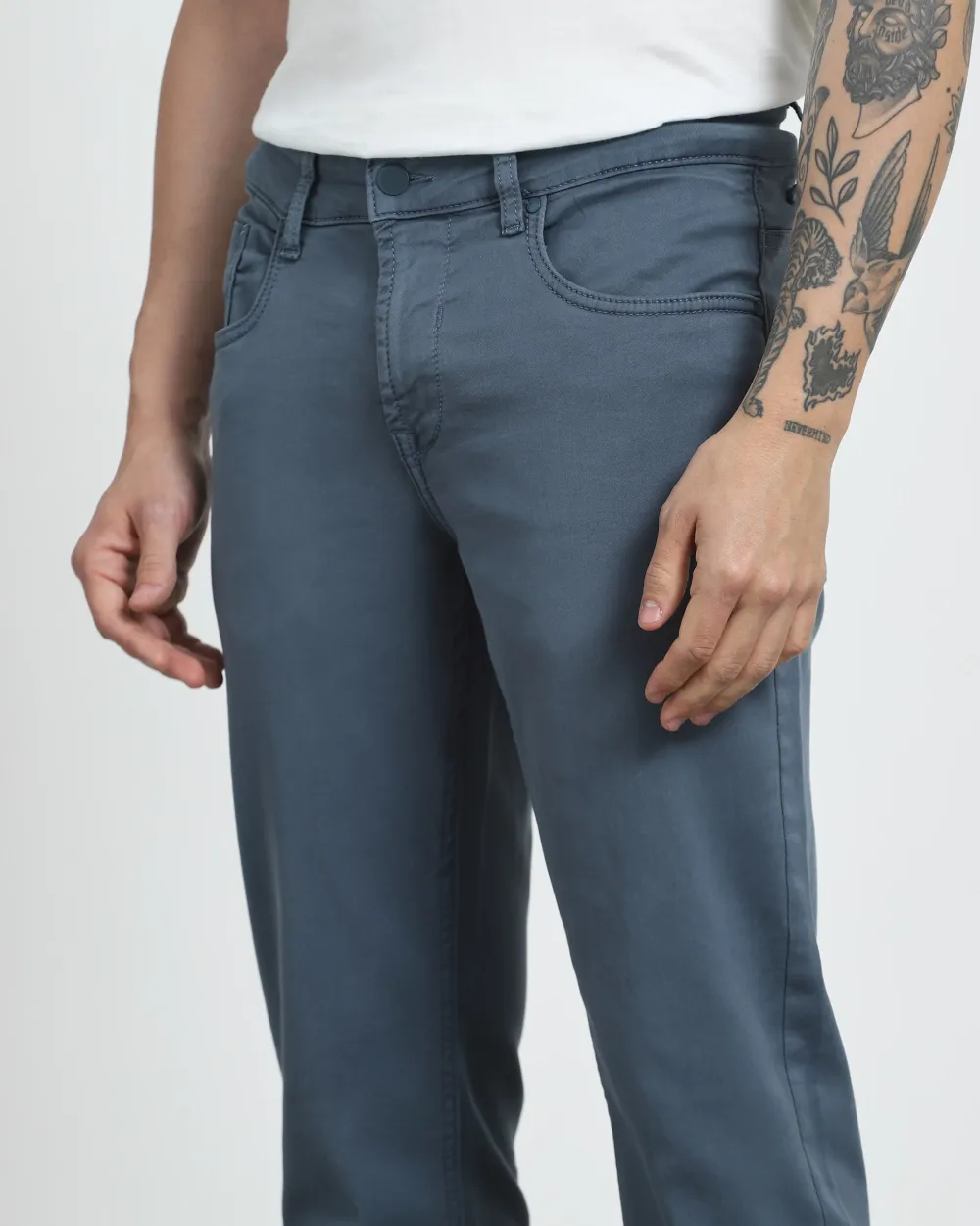 Classic Versatile And Comfortable Straight Blue Grey Jeans